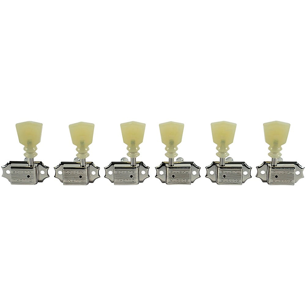 Kluson Guitar Tuning Pegs Machines 3+3 Nickel Pearl Green Double