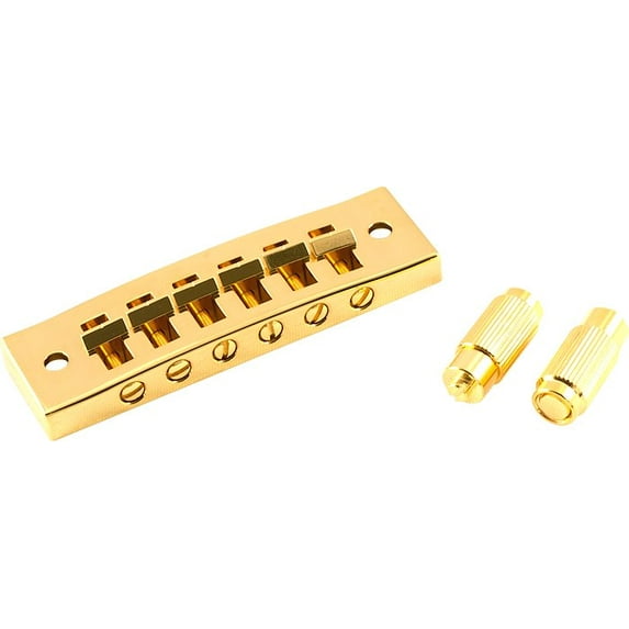 Kluson Replacement Steel Harmonica Tune-O-Matic Bridge With Plated Brass Saddles Gold