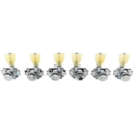 Kluson Revolution Diecast Tuner 3-Per-Side Pearloid Keystone Button Chrome Locking