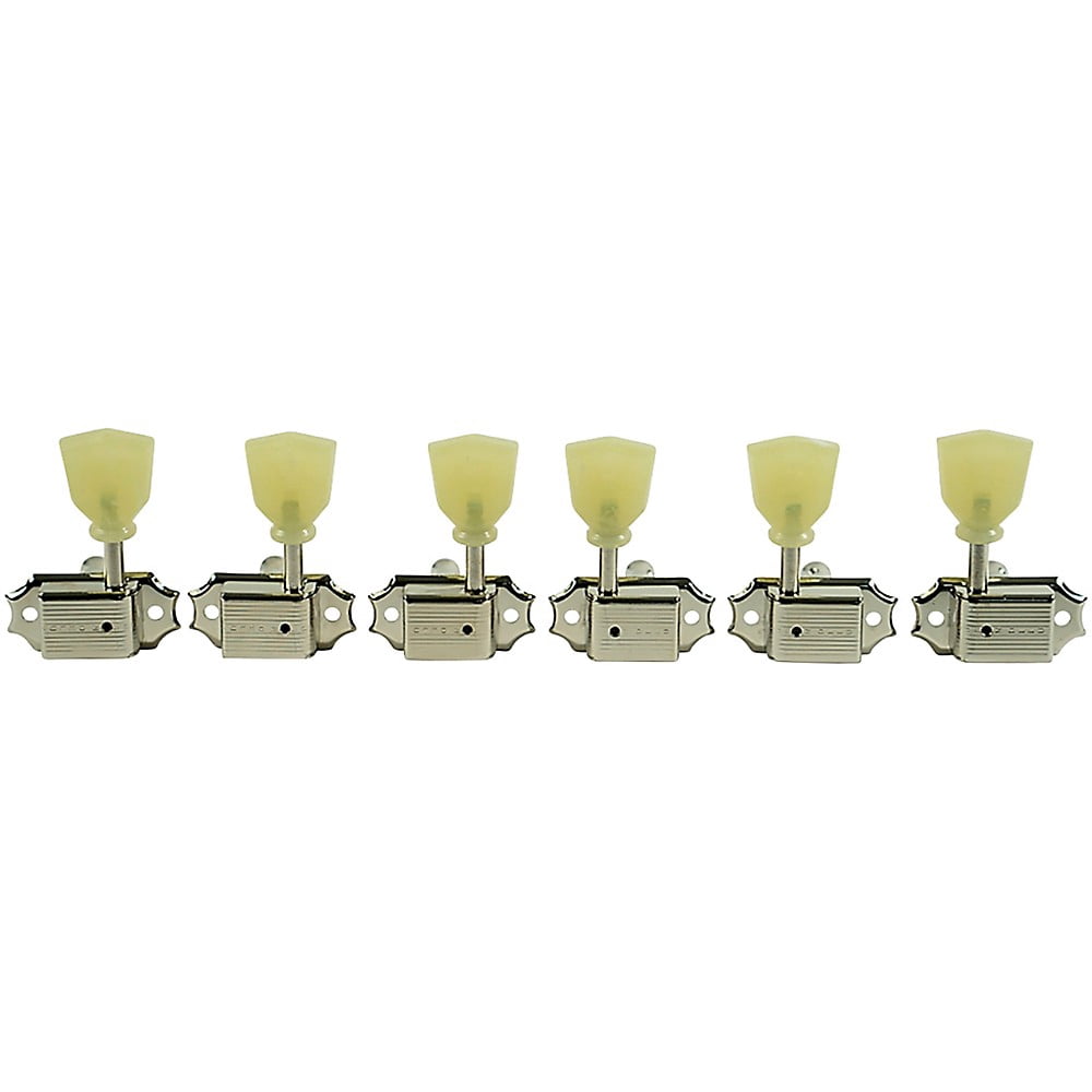 Kluson Kluson Tuners (Deluxe Series) w/ Keystone "Tulip" Buttons (L3+R3) Single-Line - Fits Gibson® (Nickel)