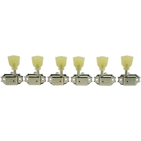 Kluson Kluson Tuners (Deluxe Series) w/ Keystone "Tulip" Buttons (L3+R3) Single-Line - Fits Gibson (Nickel)