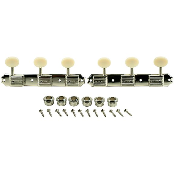 Kluson Trad 3 Per Plate Oval Plastic BTN Single Line Nickel