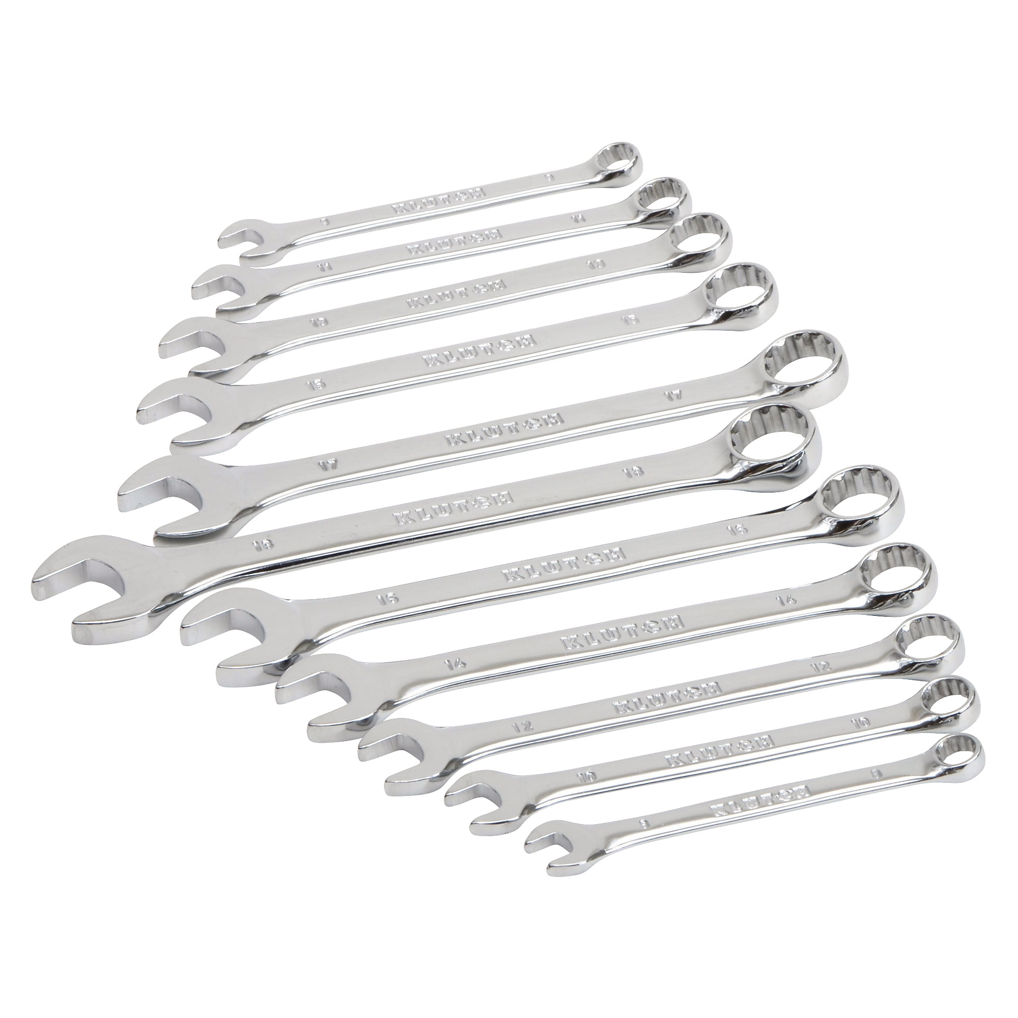 Klutch 11-Pc. Combination Metric Wrench Set with Full Polish
