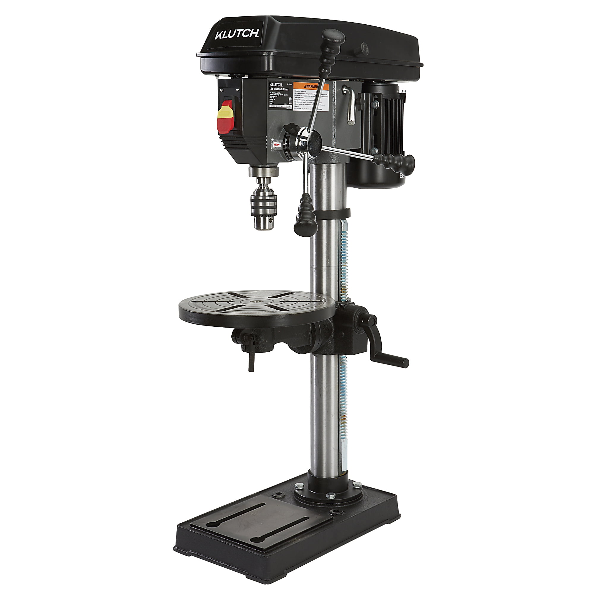Klutch 13in. Benchtop Drill Press, 3/4 HP, 120 Volts, 5/8in. Chuck w/1in. Drilling Capacity, 45° Table Tilt