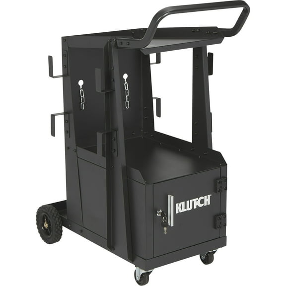 Klutch 2-Tier Welding Cart with Locking Cabinet, 31-1/2in.L x 16-1/8in.W x 28in.H