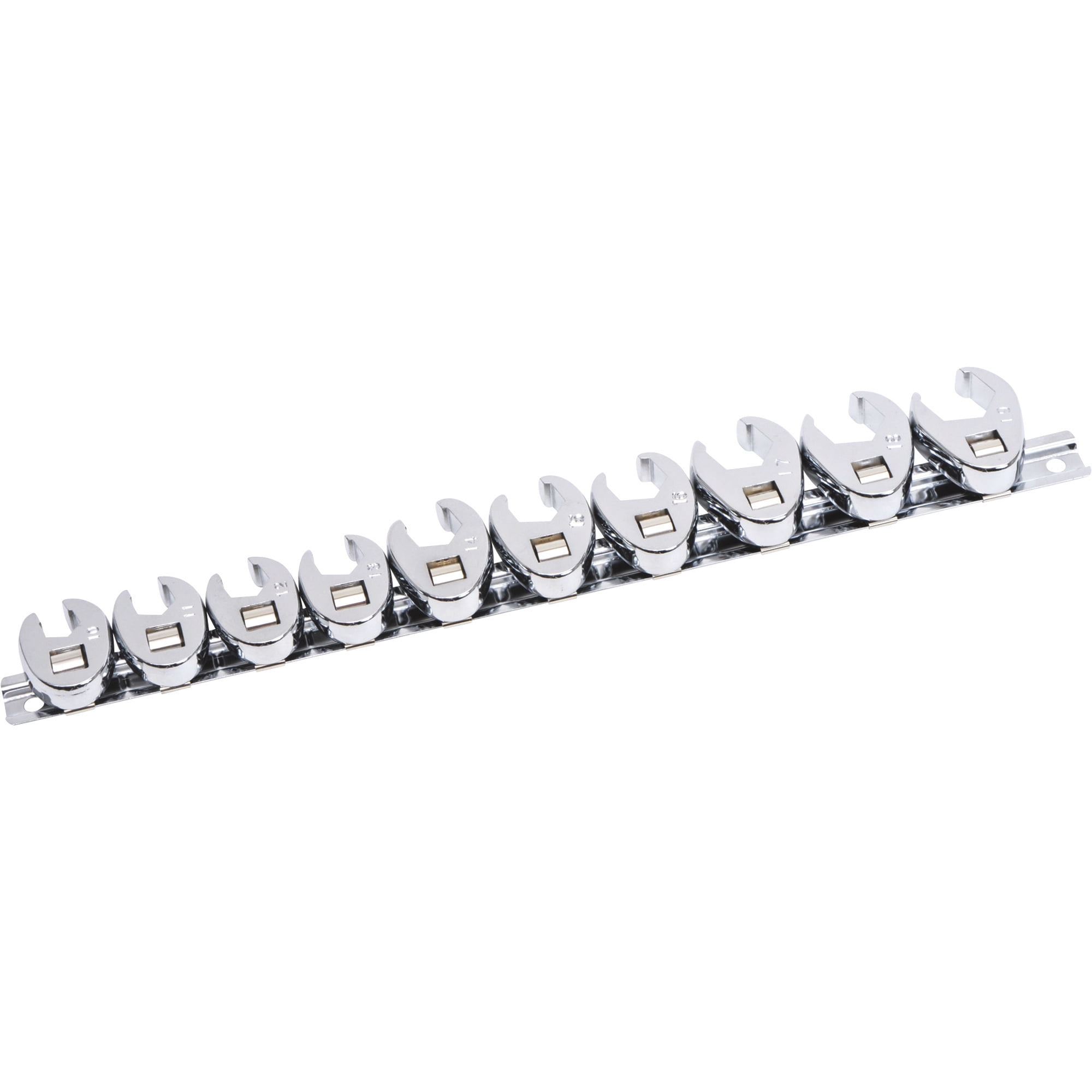 Klutch 3/8in. Drive Crowfoot Flare Nut Wrench Set, 10-Pc., Metric