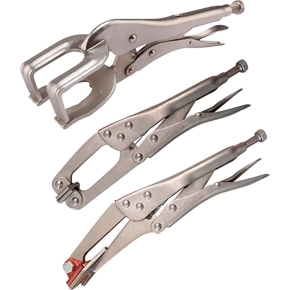 Klutch 3-Pc. Spot Welding Clamp Set, 10in. Plug Weld Plier, 10in. Locking Plier, 10in. Claw Welding Clamp