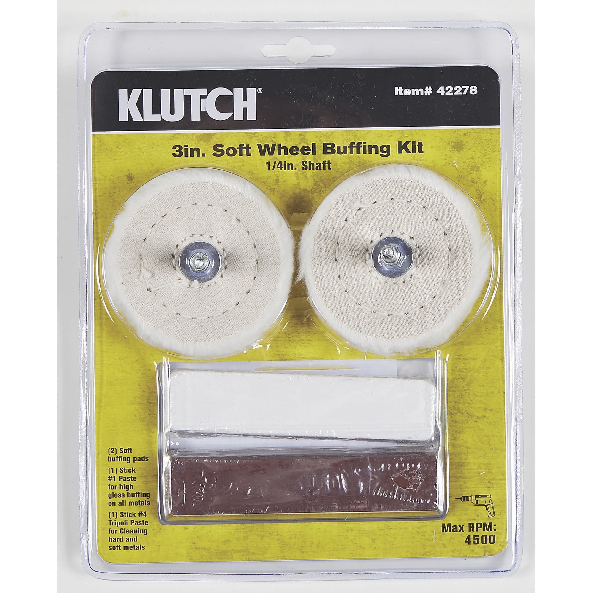 Klutch 3in. Buffing Kit with Pads and Paste, 4-Pc., for Use with Power ...