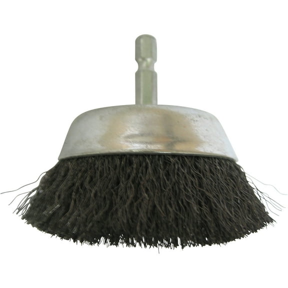 Klutch 3in. Coarse Wire Cup Brush with 1/4in. Shaft