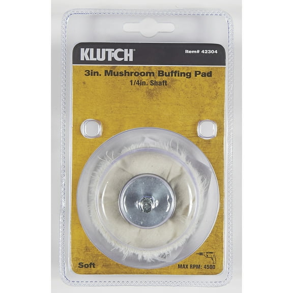 Klutch 3in. Mushroom Soft Polishing Pad, For Use with Power Drill with 1/4in. Shaft