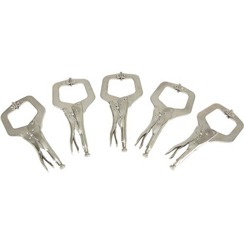 Klutch 5-Pc. Locking C-Clamp Set - 11in.L