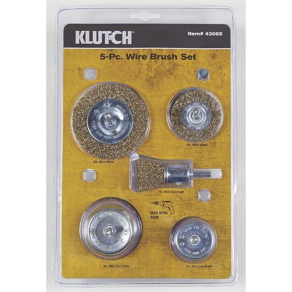 Klutch Wire Brush Kit, 5-Pcs., 4500 RPM