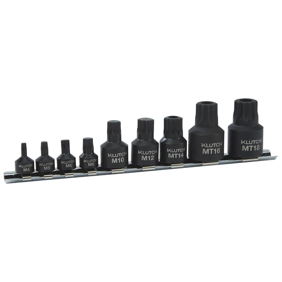 Klutch 9-Pc. Stubby Tamperproof Square Bit Set