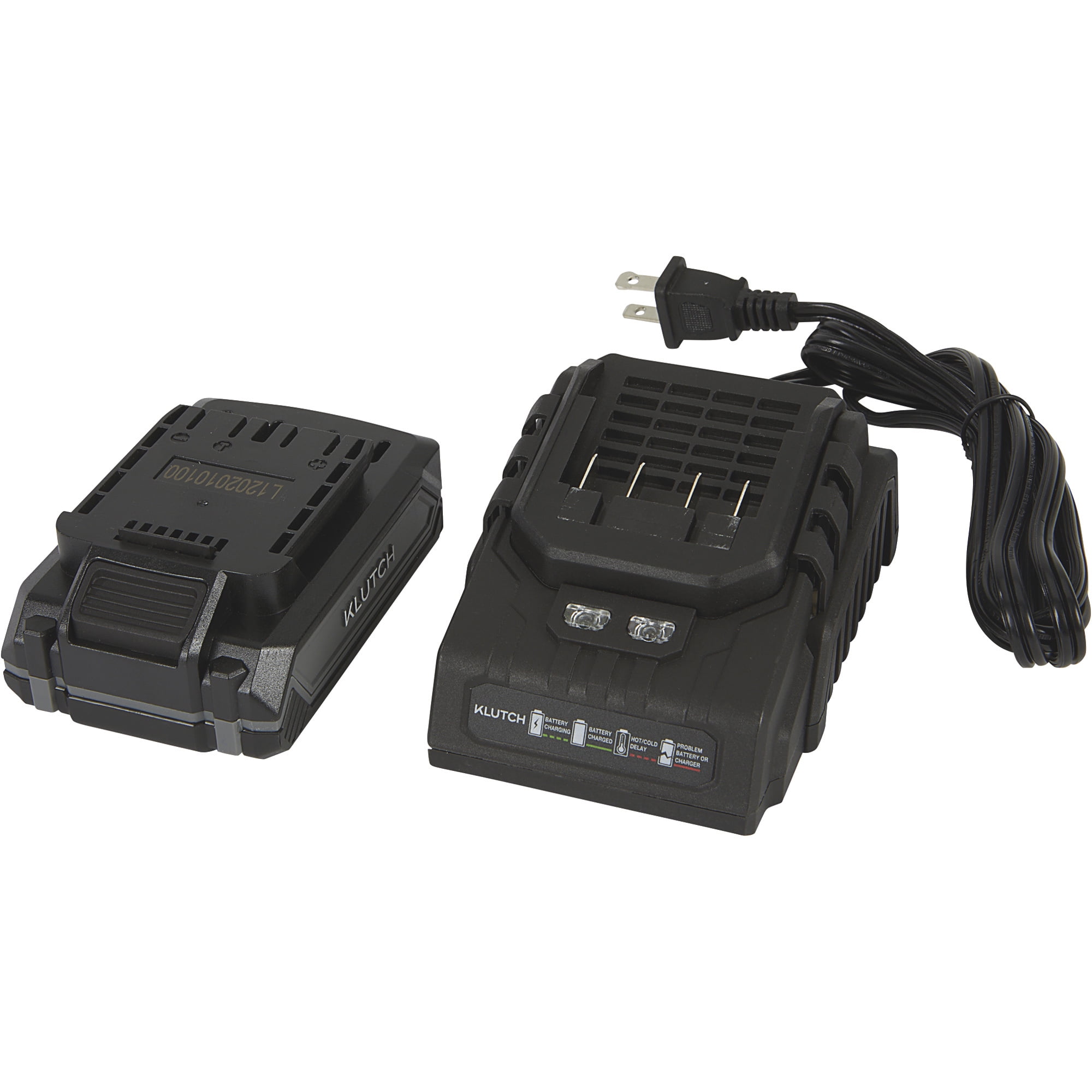 Klutch KLiQ 20V, 2.0Ah Battery and Rapid Charger Starter Kit