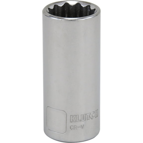 Klutch 3/8in.-Drive Deep Socket, 12-Pt., Metric, 17mm, Chrome Vanadium Steel