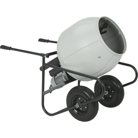 Klutch Electric Cement Mixer, 3.5 Cu. Ft. Poly Drum, 1/2 HP, 120V Electric Motor, 13in. Flat-Free Tires