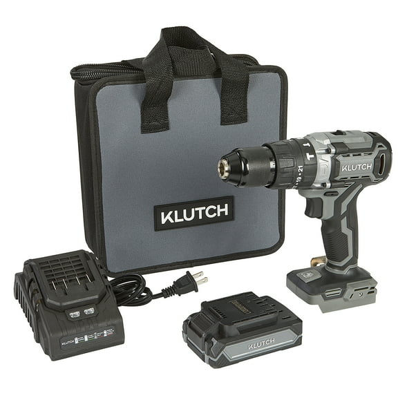 Klutch 1/2in. Hammer Drill/Driver Kit, KLiQ 20V, 440 Ft./Lbs. Breakaway Torque, Brushless, Cordless, 2.0Ah