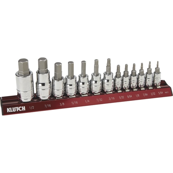 Klutch Hex Bit Socket Set, 13-Pc., SAE