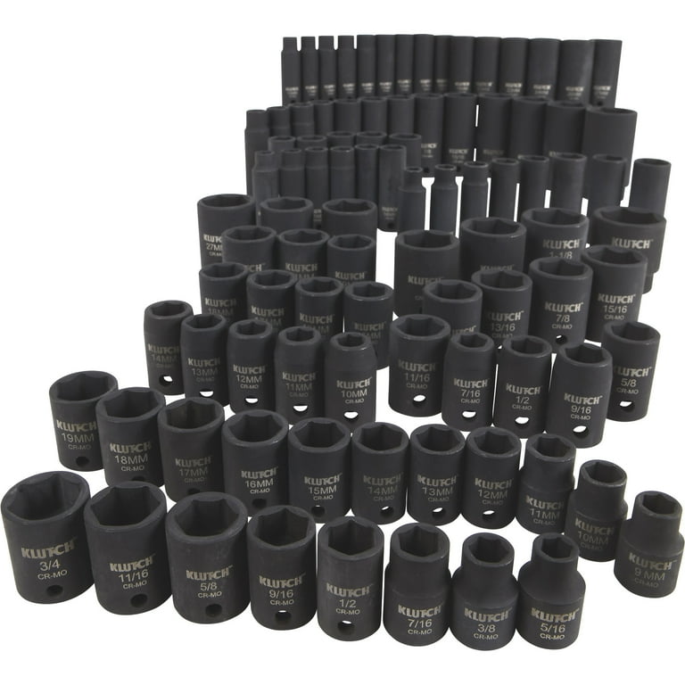 Klutch Impact Socket Set, 94-Pc. 3/8in.- & 1/2in.-Drive, SAE
