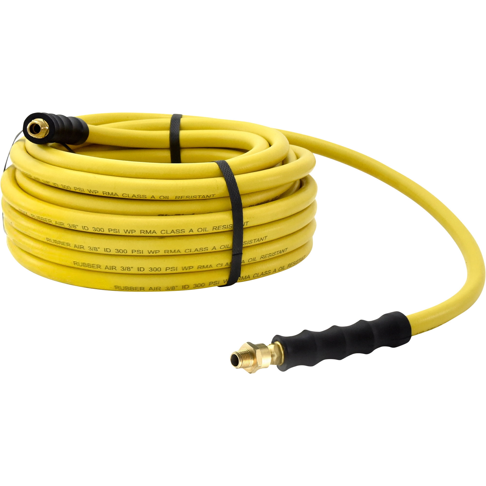 Klutch Oil-Resistant Rubber Air Hose with 3/8in.–1/4in. Reducer, 3/8in. x 50ft., 300 PSI