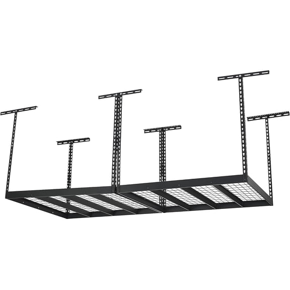 Klutch Overhead Garage Storage Rack — Adjustable Height, 96in.L x 48in.D x 23–37in.H
