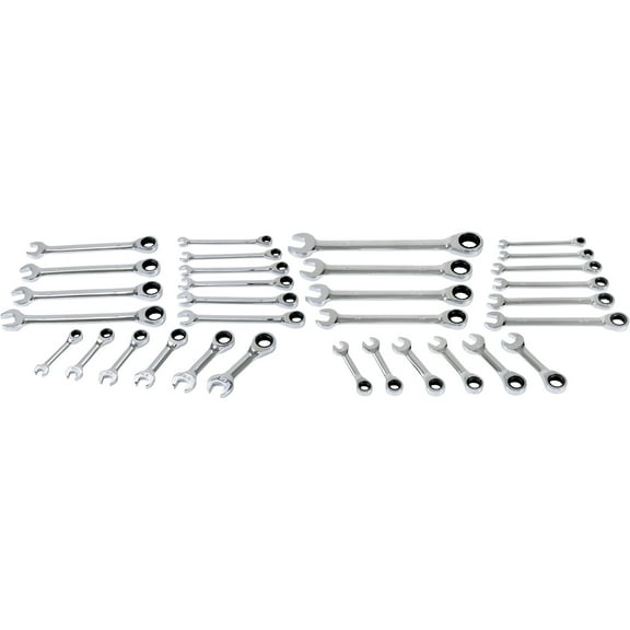 Klutch Ratcheting Combination Wrench Set, SAE/Metric, Chrome Vanadium Steel, 32-Pc.