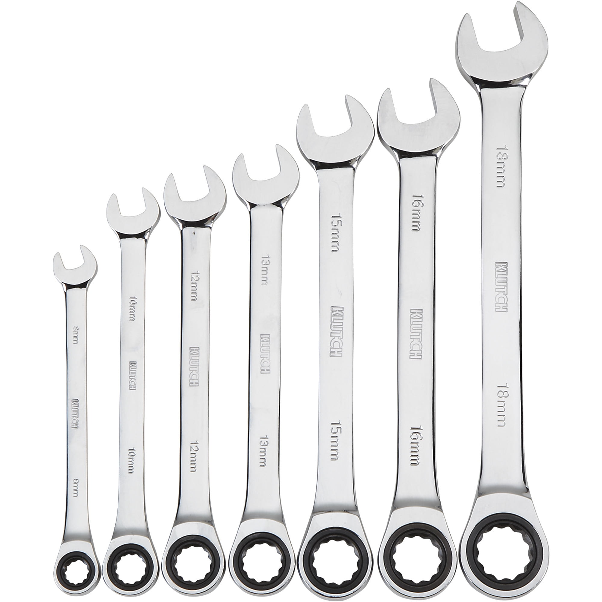 Klutch Ratcheting Wrench Set, 7-Pc., Metric: 8-18mm