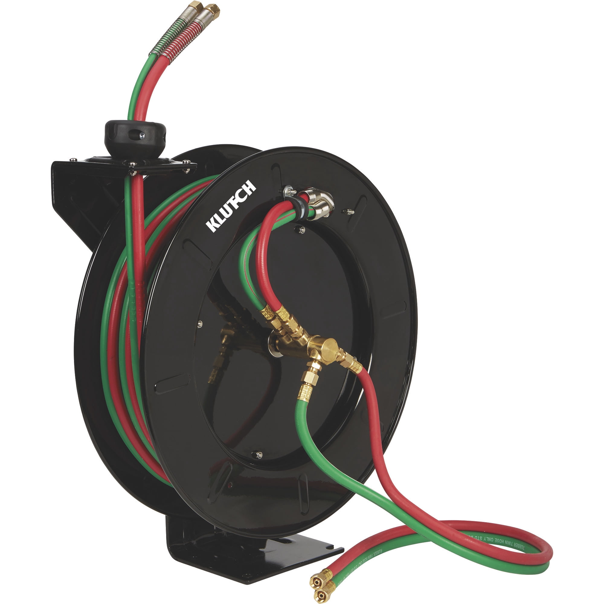 Klutch Spring-Rewind Twin-Line Oxyacetylene Welding Hose Reel with 50ft. Hose, 300 PSI Max.