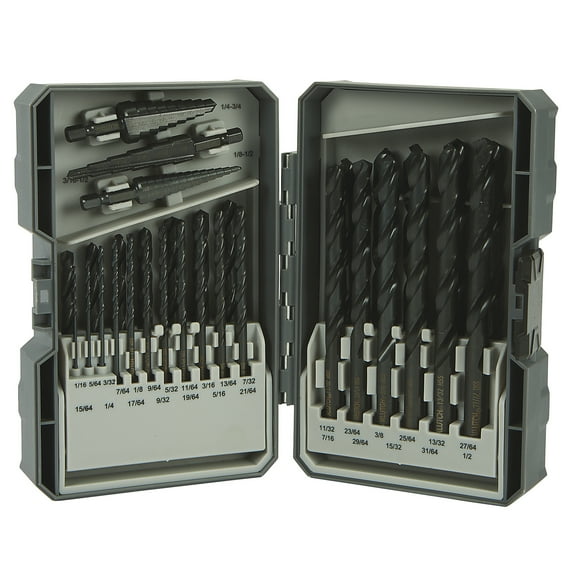 Klutch Step Bit Drill Set, 32-Pc. SAE High-Speed Steel