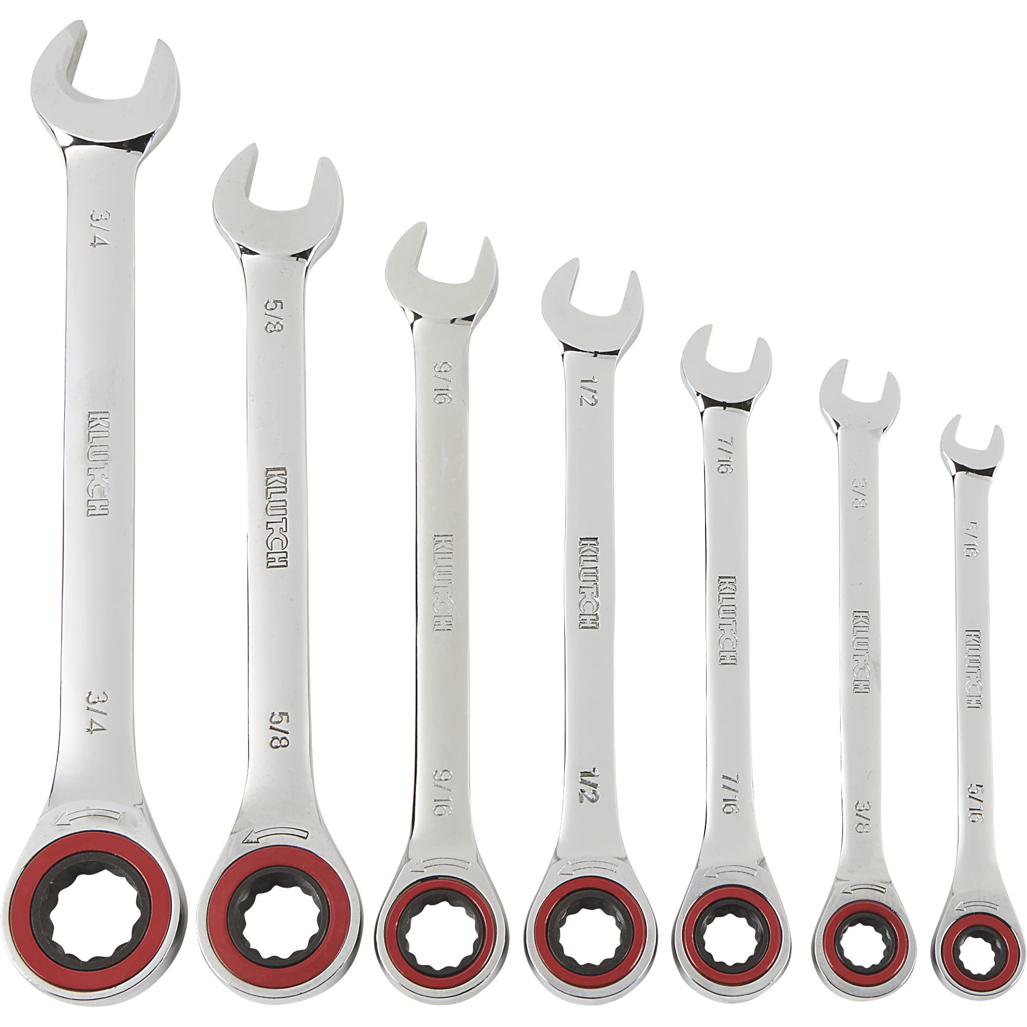 Klutch 0° Gearless Ratcheting SAE Wrench Set, 7-Pc., 12-Pt.