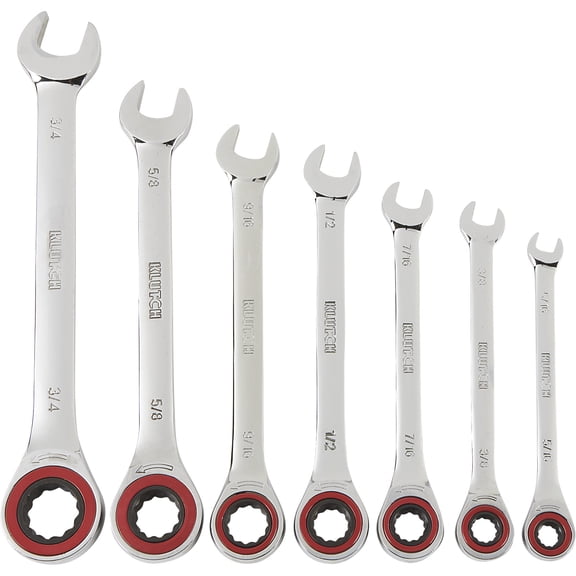 Klutch 0 Gearless Ratcheting SAE Wrench Set, 7-Pc., 12-Pt.
