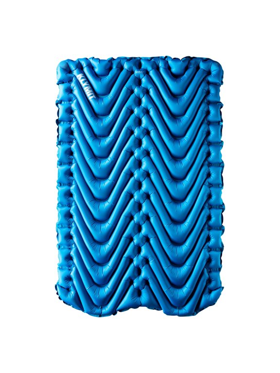 Double V Sleeping Pad Extra Wide 2-Person 3-Season Camping Mat with Pump Sack - Blue