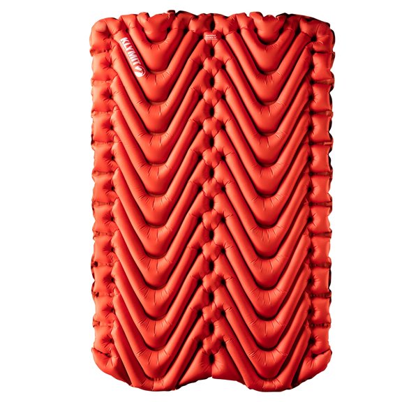 Klymit Insulated Double V Sleeping Pad, Extra Wide 2-Person 4-Season Camping Air Mattress with Pump Sack, Orange