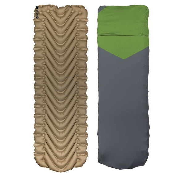 Klymit Static V Lightweight Sleeping Pad Set Options - V Sheet, Pillow X, or Air Pump & Patch Kit (Coyote-Sand, V Sheet)