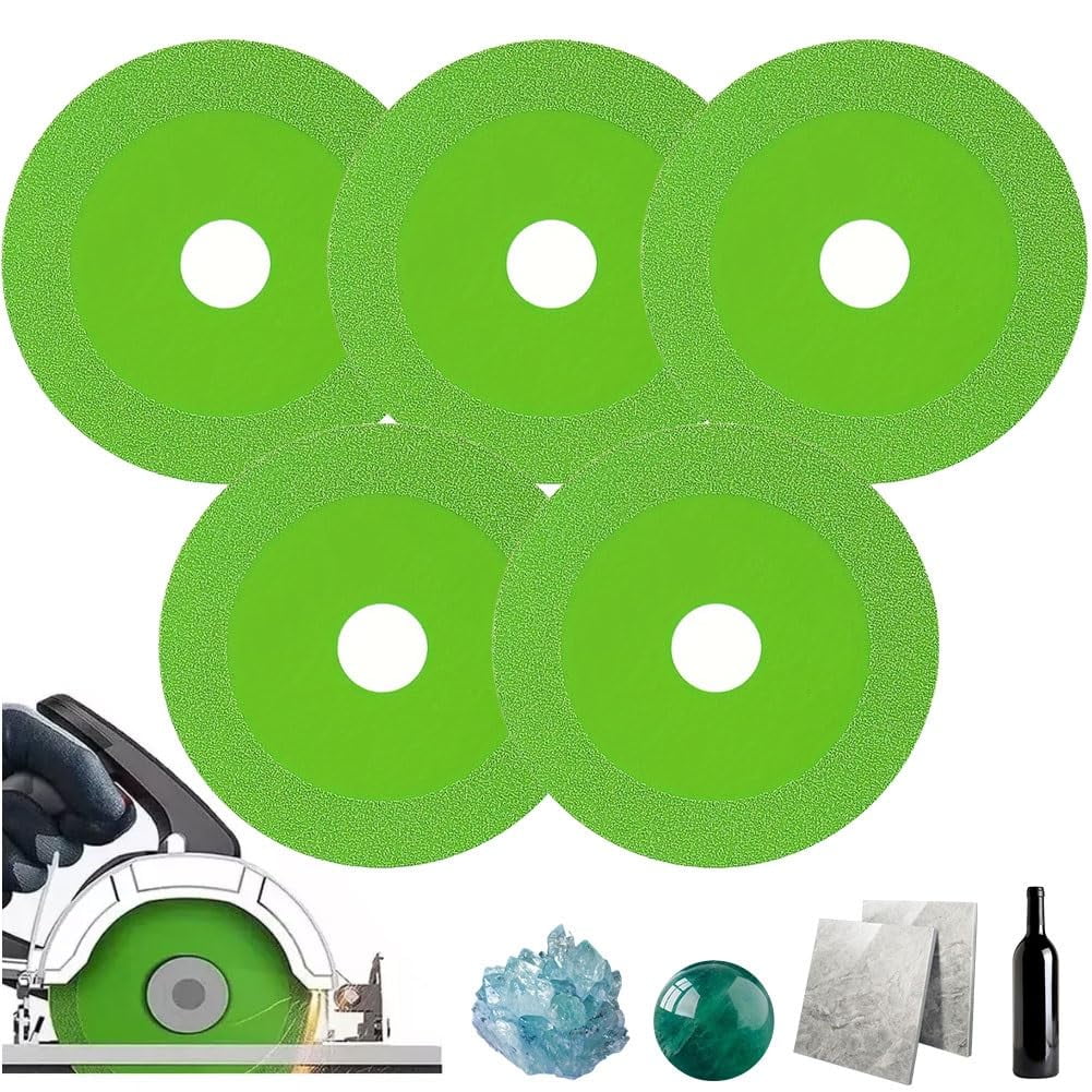 Klyzor Glass Cutting Disc, Disco para Cortar Ceramica, Glass Cutting Disc for Angle Grinder, Ceramic Cutting Blade, Rock Plate Flat Grinding Disc, Sanding Blade for Tile, Grinder Diamond(5PCS)