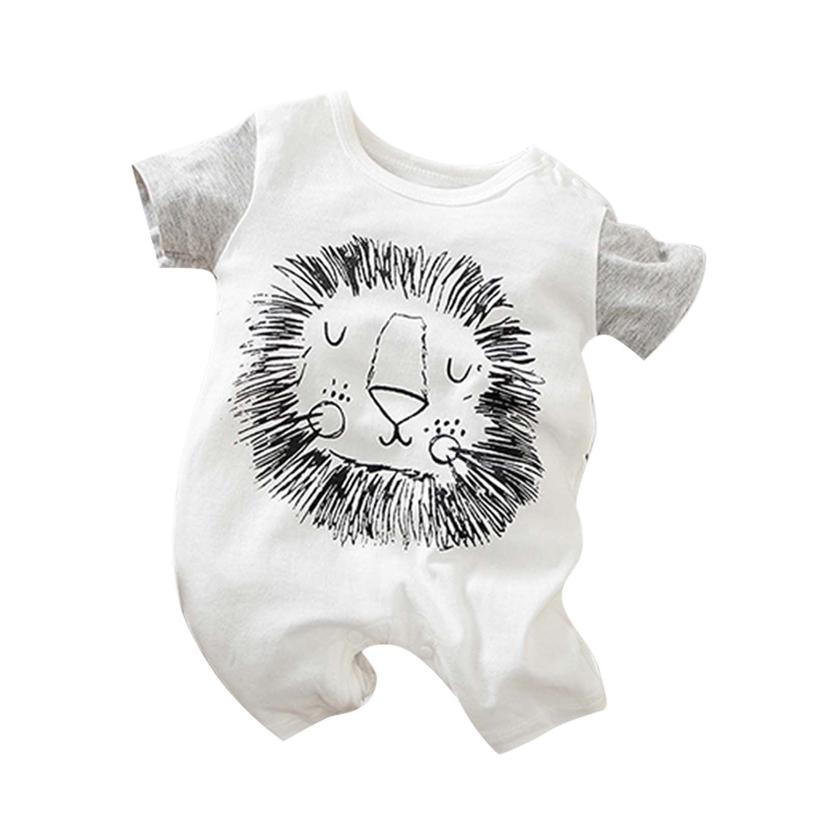 Summer Arrival Baby Boys and Girls Short Sleeves Navy Collar Animals Cartoon Pattern Rompers