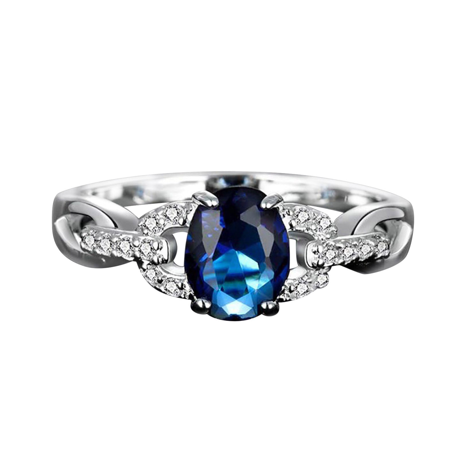 KmaiSchai 'S Ring Geometry Diamond Ring Elegant Rhinestone Ring Blue ...