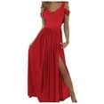 thumbnail image 1 of KmaiSchai Women'S Dress Women Long Off Shoulder Elegant Evening Dress Flower Fashion Elegant Dress Party Festive Party Dress With Slit Easter Dress For Women Plus Size V Neck Dress, 1 of 5