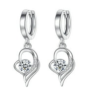 Kmaischai Acrylic Hoops Earrings For Women Heart Rhinestone Earrings Thin Dangle Elegant Rhinestone Earrings Water Drop Copper Earrings For Women Double Earrings For One Hole Pack Earrings Stainless