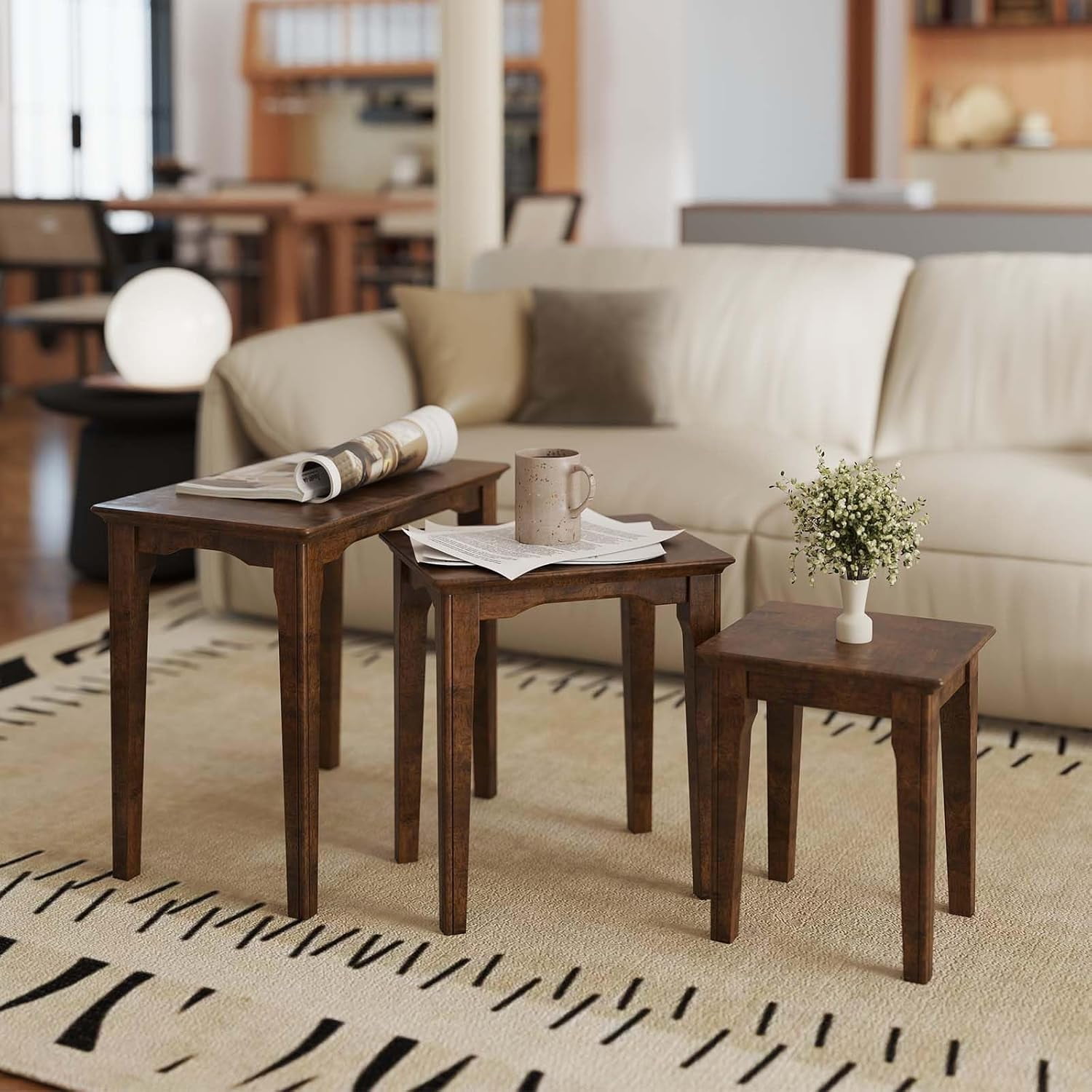 Kmax Nesting Tables Set of 3, Small Sofa Side Table Farmhouse Stacking ...