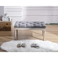thumbnail image 1 of Hanyu Small Padded Bench, Square Upholstered Rustic Ottoman Bench, Vanity Stools for Bedroom, 15.75" x 15.75" x 15.7" Beige, 1 of 9