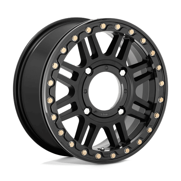 Kmc Ks250 Cage Beadlock 15X6 4X156 38Et 110.2Cb Satin Black With Gloss Black Ring Wheel