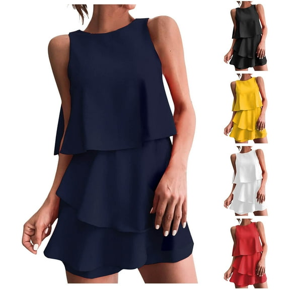 Kmdttou 2025 New Fashion Women's Casual Solid Color Layered Irregular Jumpsuit Shorts with Pockets Clothes on Clearance!