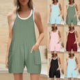 thumbnail image 1 of Kmdttou 2025 New Fashion Women's Summer Comfortable Casual Suspender Breathable Shorts Pocket Jumpsuit Shorts with Pockets Clothes on Clearance!, 1 of 7