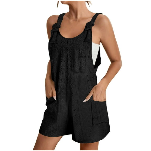 Kmdttou 2025 New Fashion Women's Summer Comfortable Casual Suspender Breathable Shorts Pocket Jumpsuit Shorts with Pockets Clothes on Clearance!