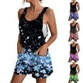 thumbnail image 1 of Kmdttou 2025 New Fashion Women's Summer Comfortable Casual Suspender Printing Shorts Pocket Jumpsuit Shorts with Pockets Clothes on Clearance!, 1 of 7