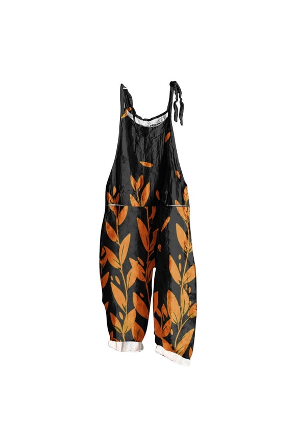 2025 New Women Fashion Plus Size Print Sleeveless Two Pocket Casual Overalls Jumpsuit Jumpsuit Pants,S-5XL