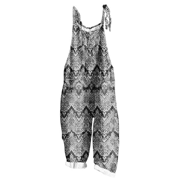 Kmdttou 2025 New Women Fashion Plus Size Print Sleeveless Two Pocket Casual Overalls Jumpsuit Jumpsuit Pants,S-5XL