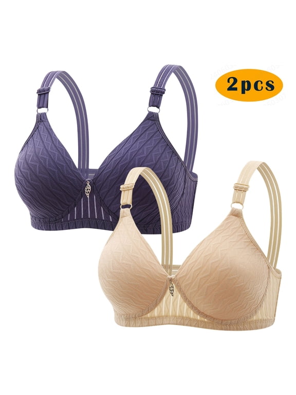 2PC Mini-mizer Bras for Women's Push-Up Embroidered Glossy Comfortable Breathable Bra Underwear No Rims