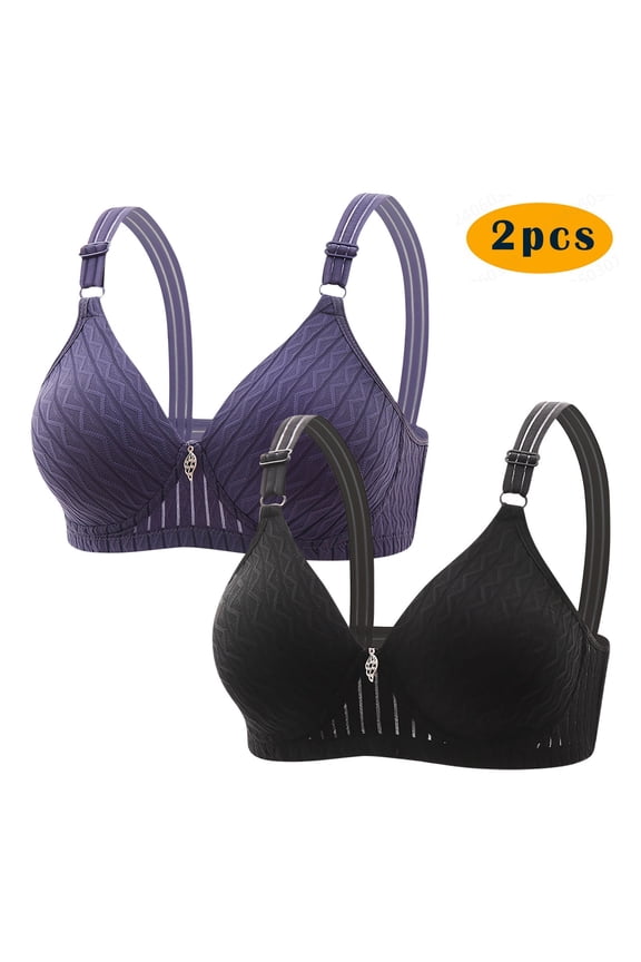 2PC Mini-mizer Bras for Women's Push-Up Embroidered Glossy Comfortable Breathable Bra Underwear No Rims